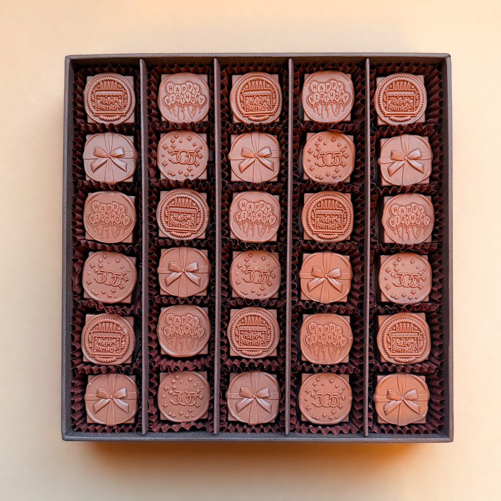 Birthday stamps chocolate box