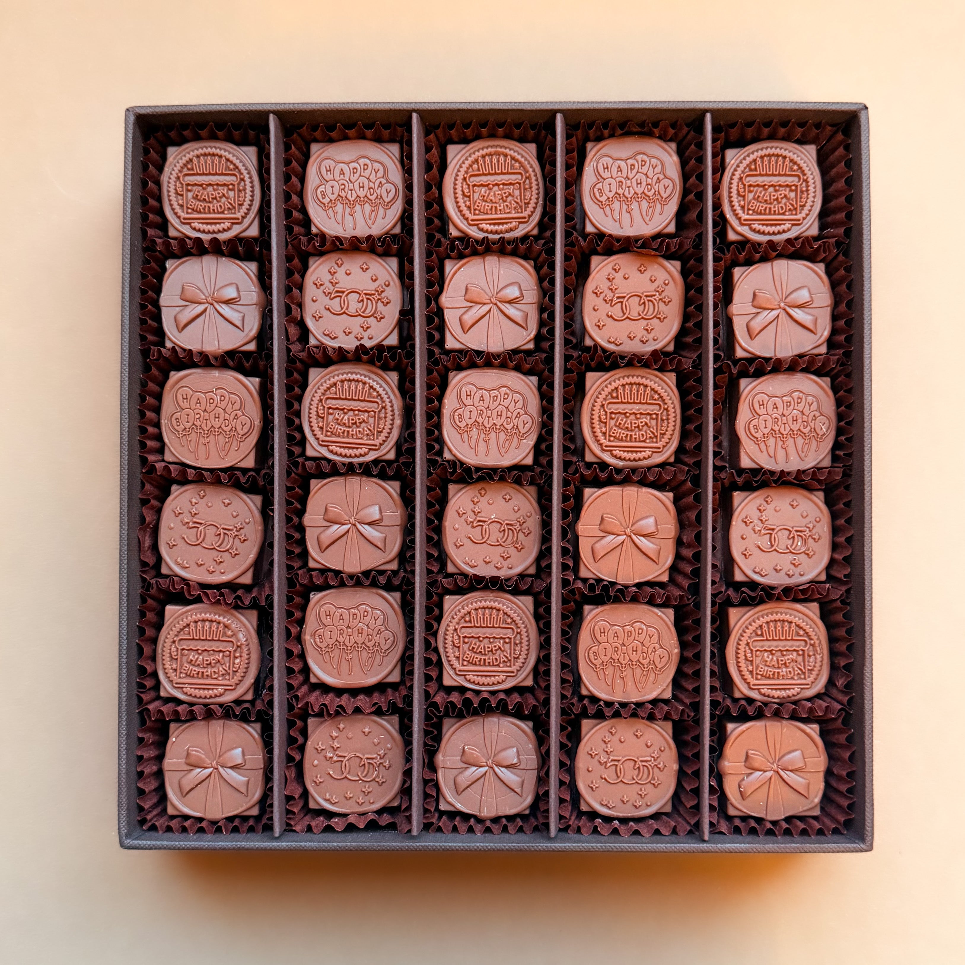 Birthday stamps chocolate box