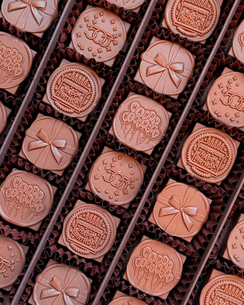 Birthday stamps chocolate box